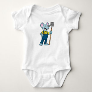 Mouse as Farmer with Rake Baby Bodysuit