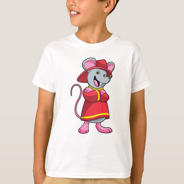 Mouse as Firefighter with Helmet T-Shirt (Front)