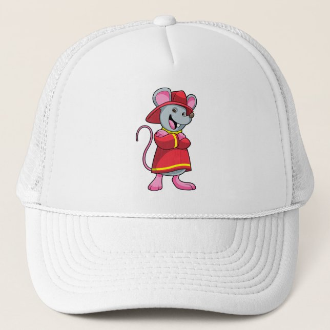 Mouse as Firefighter with Helmet Trucker Hat (Front)