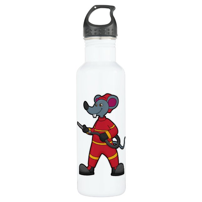 Mouse as Firefighter with Hose 710 Ml Water Bottle (Front)