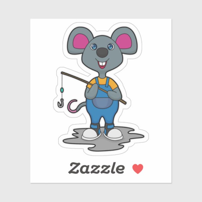 Mouse as Fisher with Fishing rod (Sheet)
