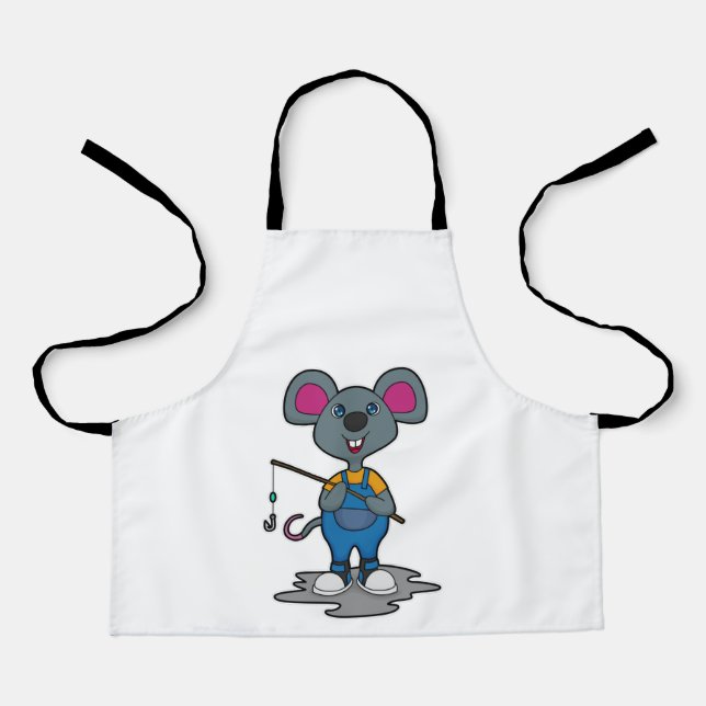 Mouse as Fisher with Fishing rod Apron (Front)