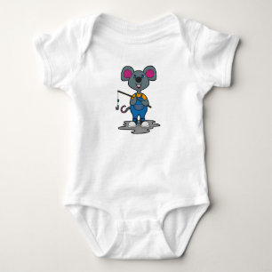 Mouse as Fisher with Fishing rod Baby Bodysuit