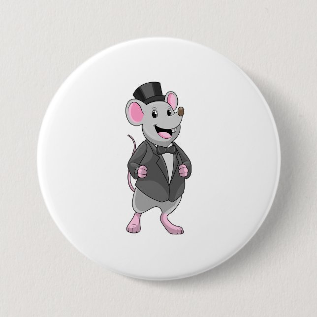 Mouse as Groom with Ribbon 3 Inch Round Button (Front)
