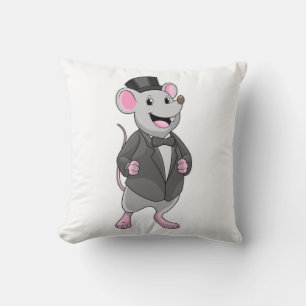 Mouse as Groom with Ribbon Throw Pillow