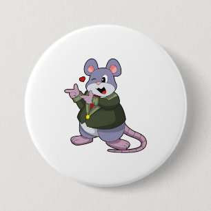 Mouse as Groom with Suit 3 Inch Round Button