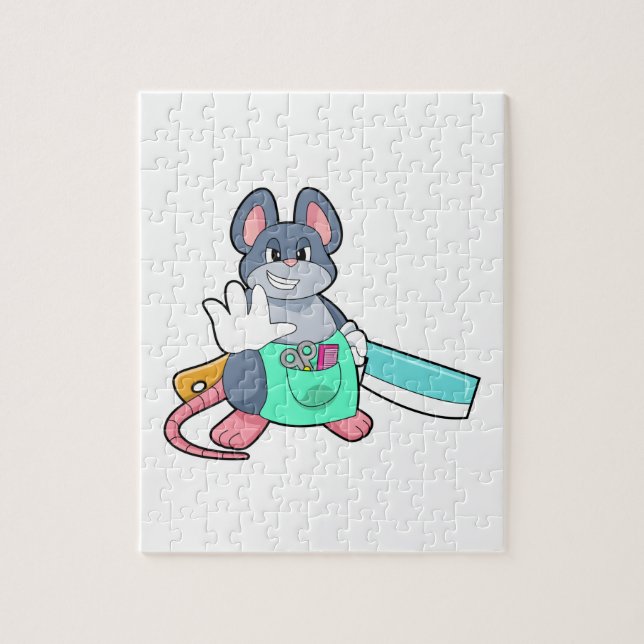 Mouse as Hairdresser with Scissors & Comb Jigsaw Puzzle (Vertical)