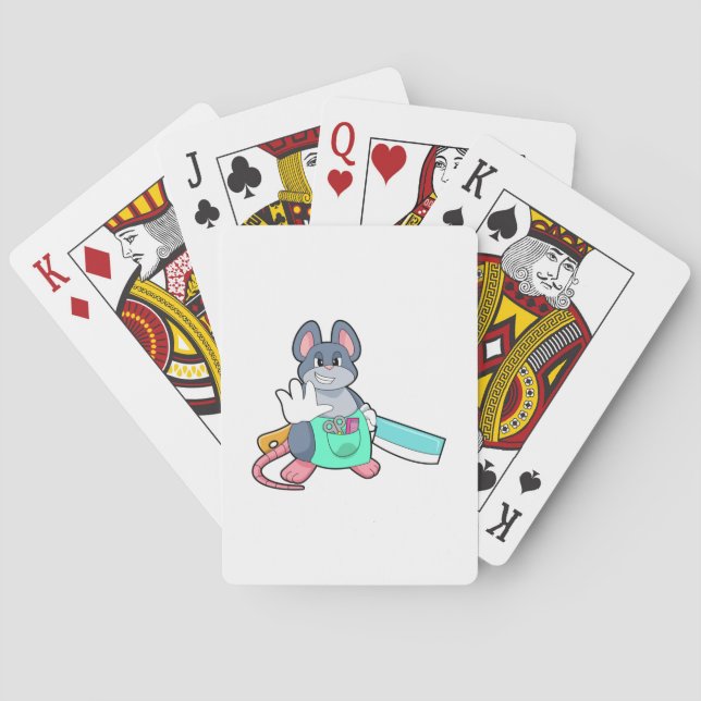Mouse as Hairdresser with Scissors & Comb Playing Cards (Back)