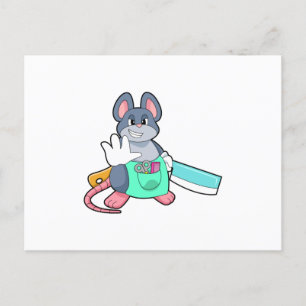 Mouse as Hairdresser with Scissors & Comb Postcard