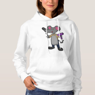 Mouse as Hairdresser with Scissors & Hair dryer Hoodie