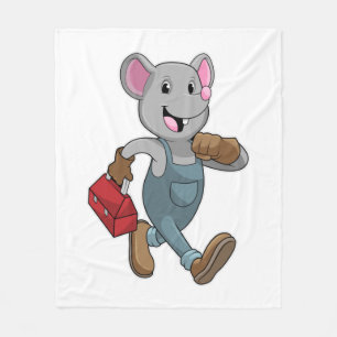 Mouse as Handyman with Toolbox Fleece Blanket