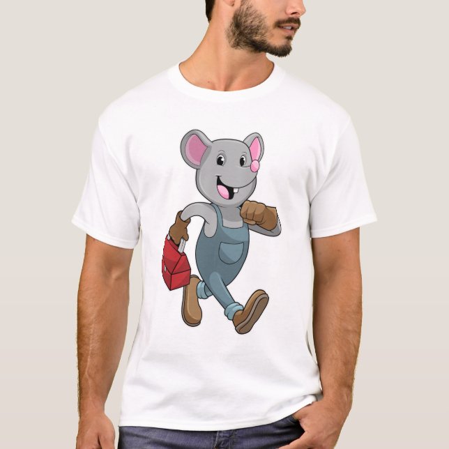 Mouse as Handyman with Toolbox T-Shirt (Front)