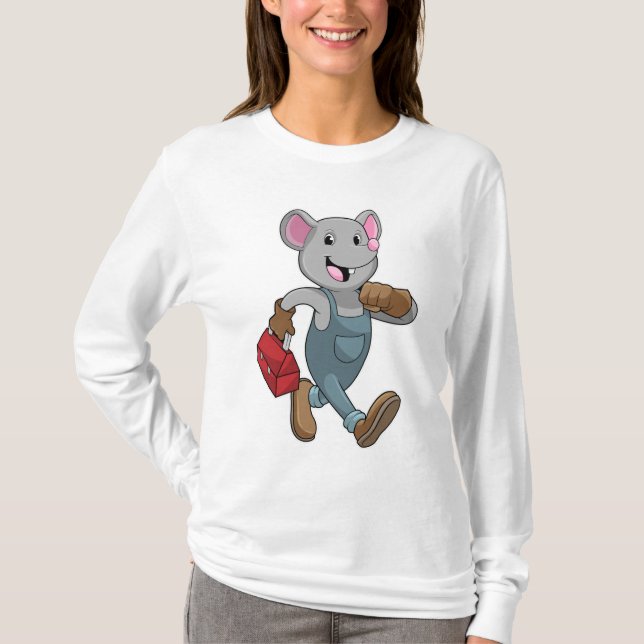 Mouse as Handyman with Toolbox T-Shirt (Front)