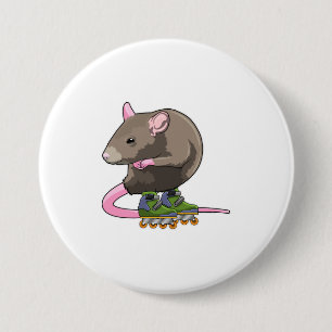 Mouse as Inline skater with Inline skates 3 Inch Round Button