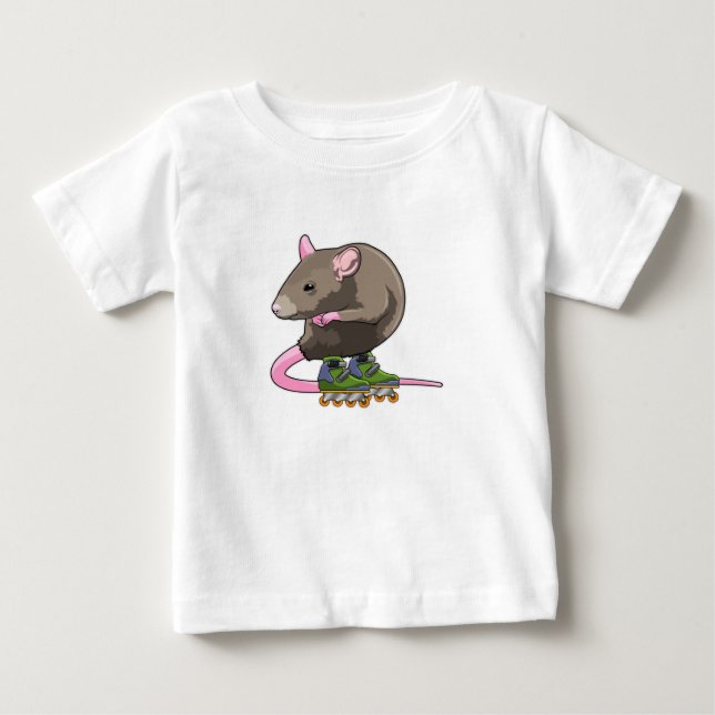 Mouse as Inline skater with Inline skates Baby T-Shirt (Front)