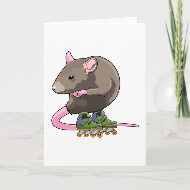 Mouse as Inline skater with Inline skates Card (Front)