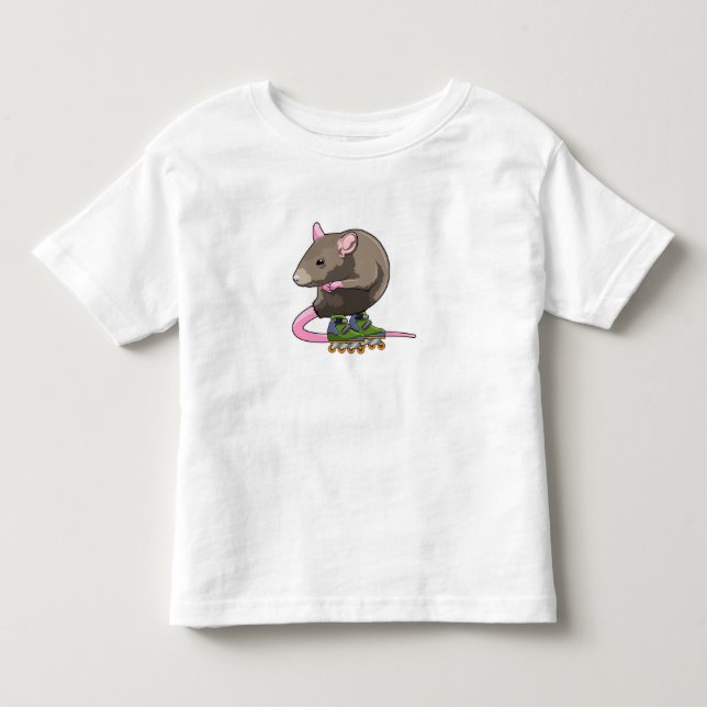 Mouse as Inline skater with Inline skates Toddler T-shirt (Front)