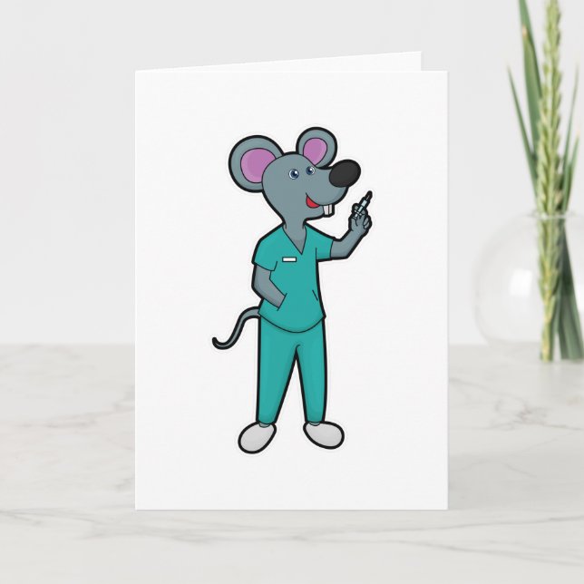Mouse as Nurse at Vaccination with Syringe Card (Front)