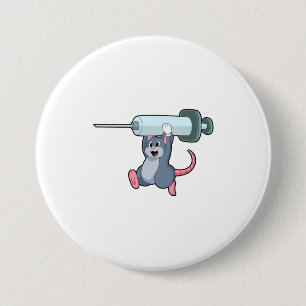 Mouse as Nurse with Syringe.PNG 3 Inch Round Button