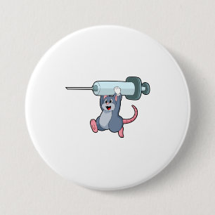 Mouse as Nurse with Syringe.PNG 3 Inch Round Button