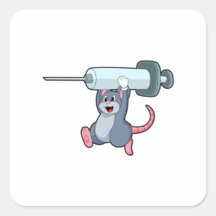 Mouse as Nurse with Syringe.PNG Square Sticker