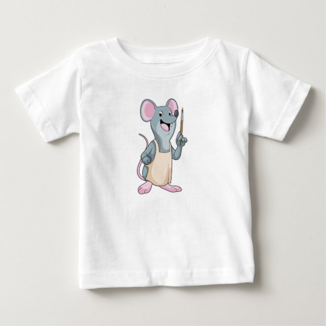 Mouse as Painter with Paint brush Baby T-Shirt (Front)