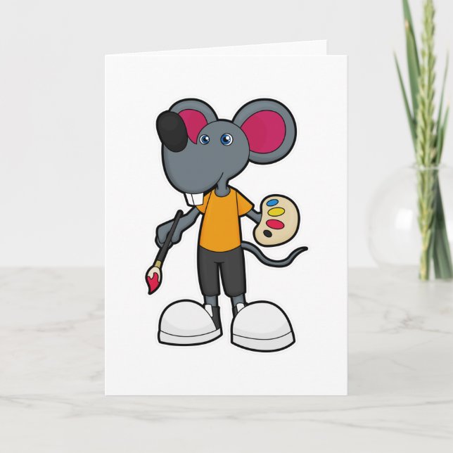 Mouse as Painter with Paint & Brush Card (Front)
