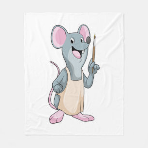 Mouse as Painter with Paint brush Fleece Blanket