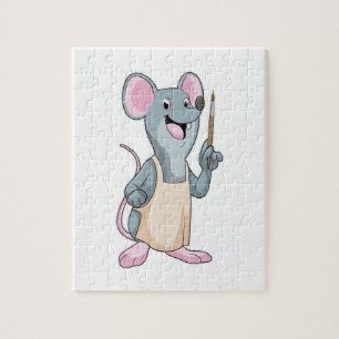 Mouse as Painter with Paint brush Jigsaw Puzzle