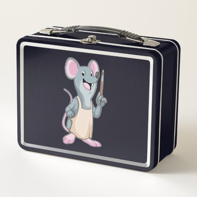 Mouse as Painter with Paint brush Metal Lunch Box (Front)