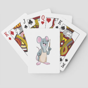 Mouse as Painter with Paint brush Playing Cards