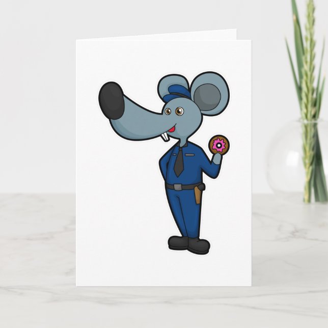 Mouse as Police officer with Doughnut Card (Front)