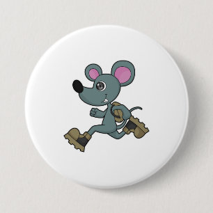 Mouse as Runner with Backpack 3 Inch Round Button