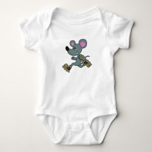 Mouse as Runner with Backpack Baby Bodysuit