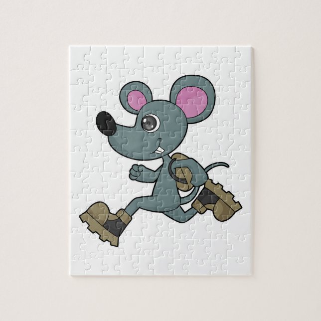 Mouse as Runner with Backpack Jigsaw Puzzle (Vertical)