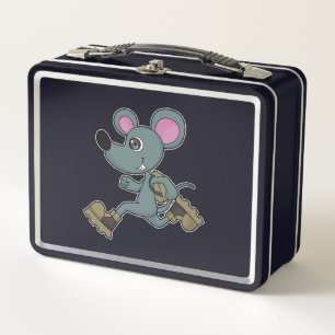 Mouse as Runner with Backpack Metal Lunch Box
