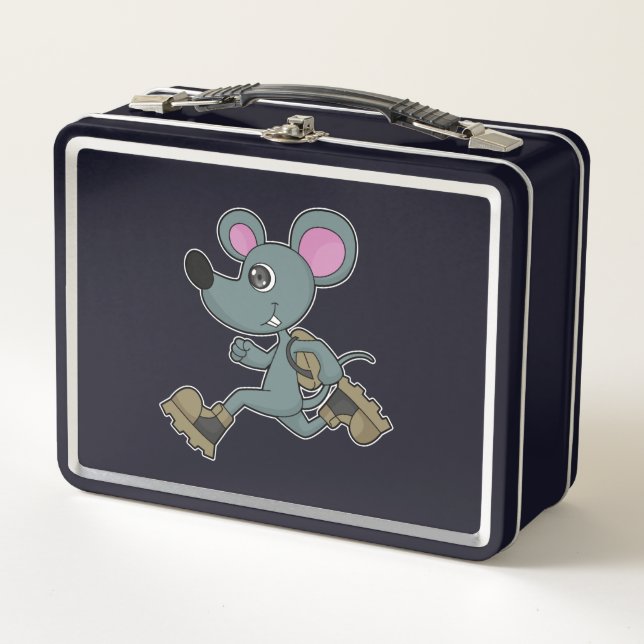 Mouse as Runner with Backpack Metal Lunch Box (Front)