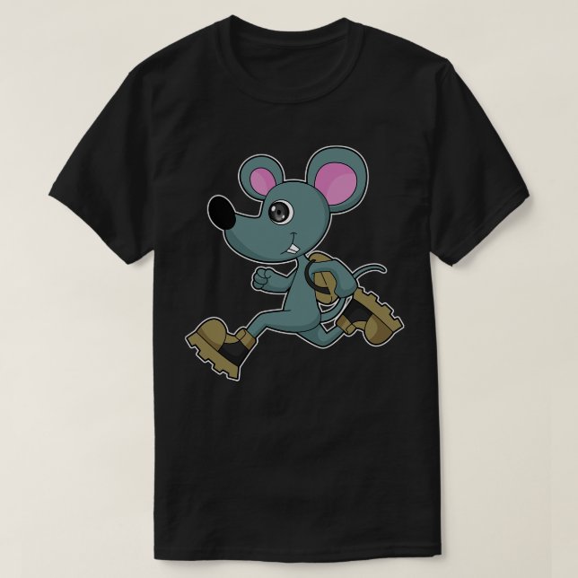 Mouse as Runner with Backpack T-Shirt (Design Front)