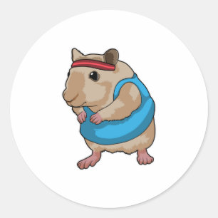 Mouse as Runner with Headband Classic Round Sticker