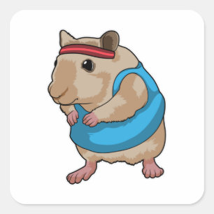 Mouse as Runner with Headband Square Sticker