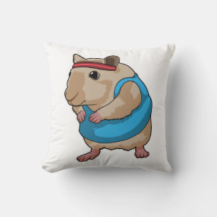 Mouse as Runner with Headband Throw Pillow