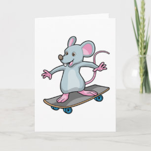 Mouse as Skater with Skateboard Card
