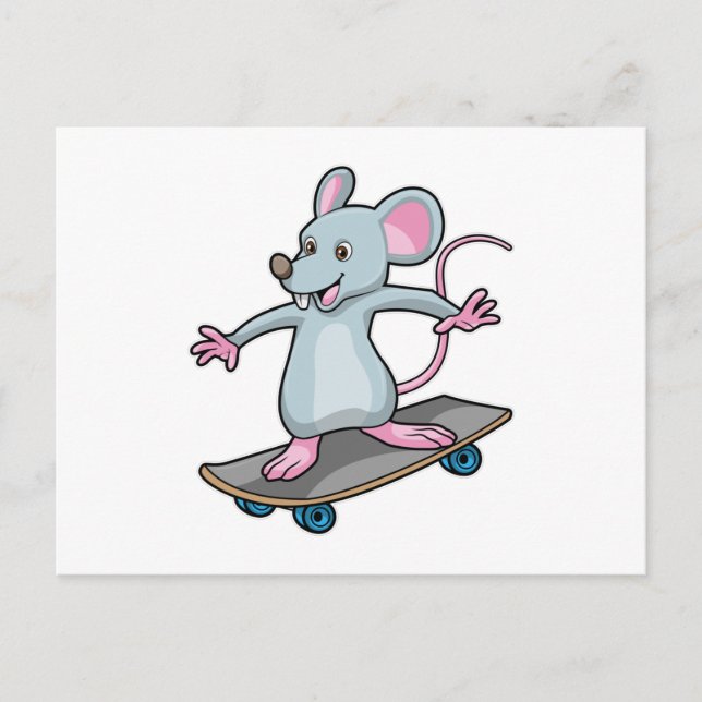 Mouse as Skater with Skateboard Postcard (Front)