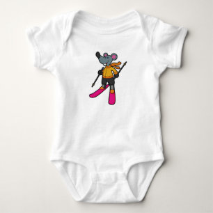 Mouse as Skier with Ski Baby Bodysuit