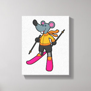 Mouse as Skier with Ski Canvas Print