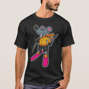 Mouse as Skier with Ski T-Shirt