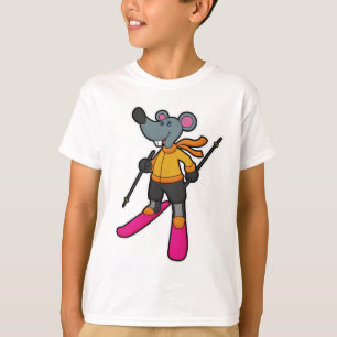 Mouse as Skier with Ski T-Shirt