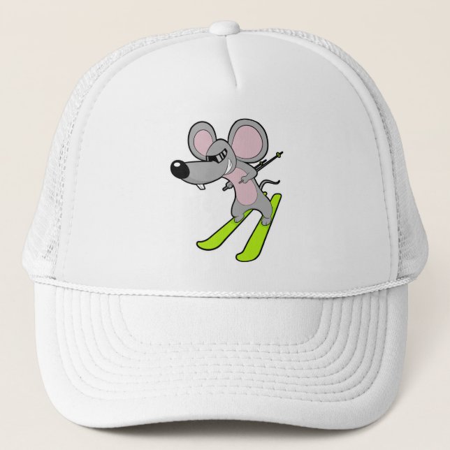 Mouse as Skier with Ski Trucker Hat (Front)
