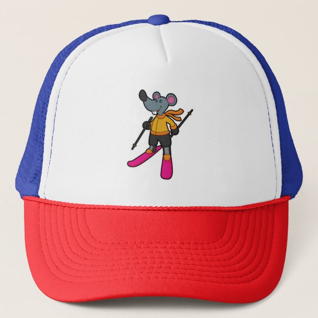 Mouse as Skier with Ski Trucker Hat (Front)