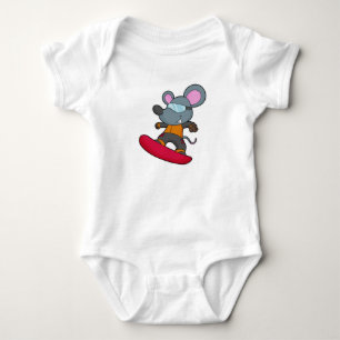 Mouse as Snowboarder with Snowboard Baby Bodysuit